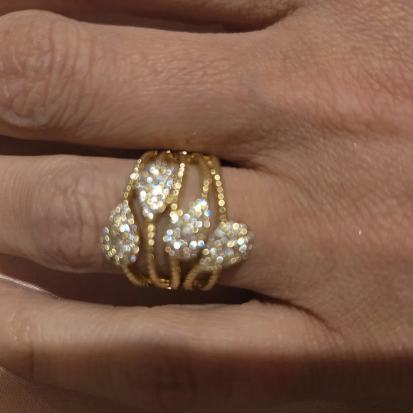 Radiant Gold and Silver Ring with Intricate Design- 21kgp DUABI JEWELRY - Picture 4 of 7